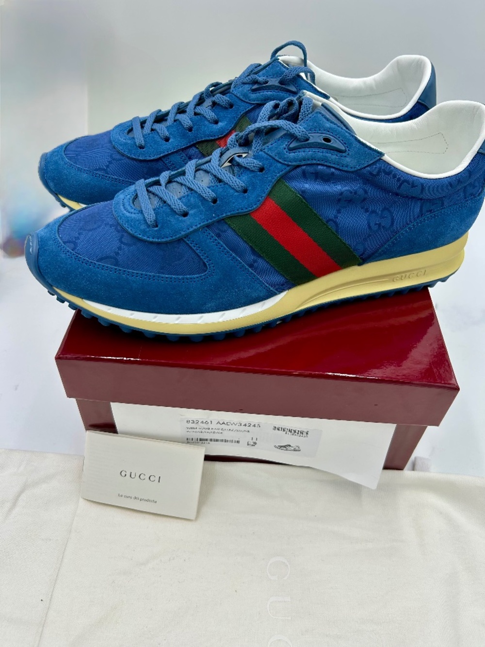 Men’s Gucci Re-Motion GG Canvas and Suede Sneakers.  Size 11. Made in Italy.